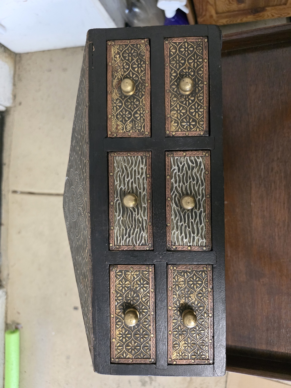Vintage Black and Gold Mini Drawer Chest